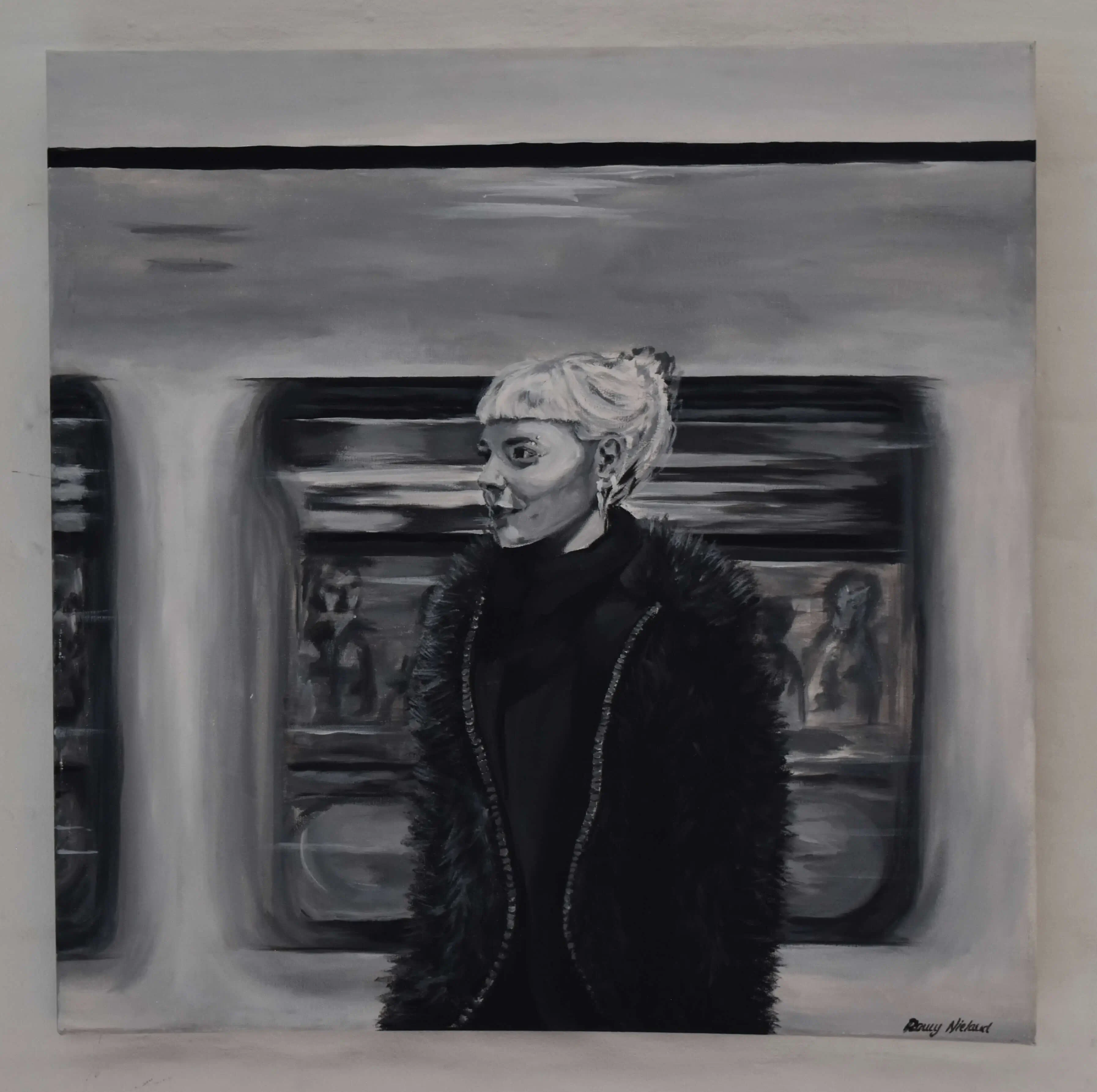 Portrait in front of blurred U-Bahn