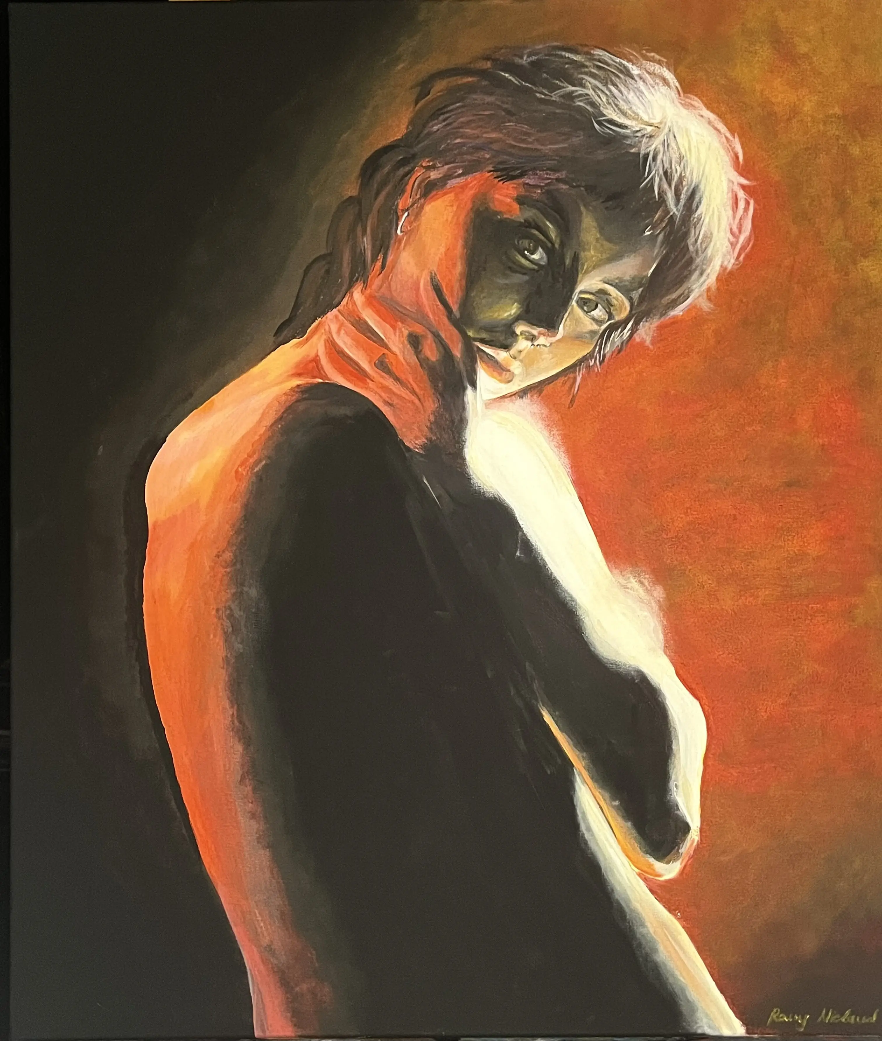 Self-Portrait on red background