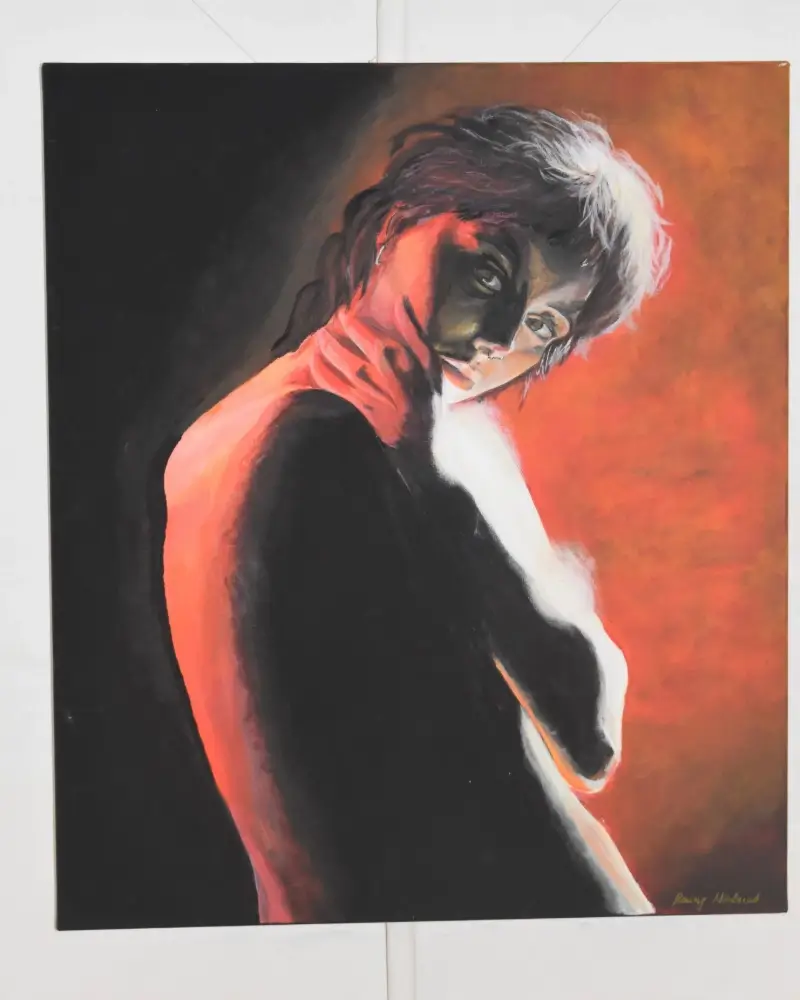 Self-Portrait on red background